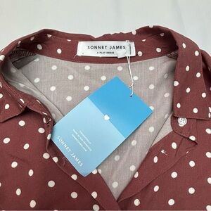 Sonnet James Long Brown Polka Dot Long Sleeve Dress